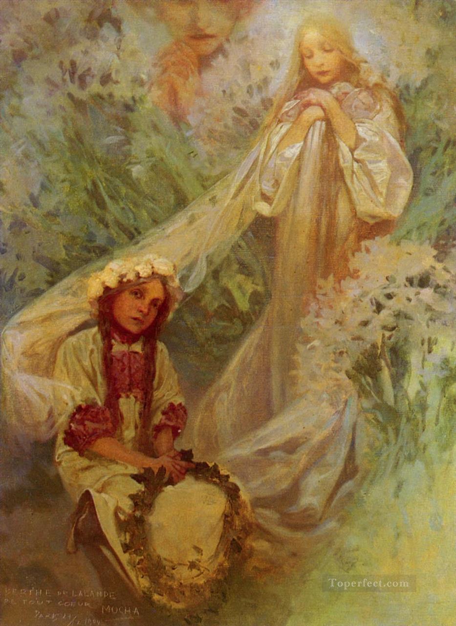 Maria Madonna Of The Lilies Czech Art Nouveau Alphonse Mucha Oil Paintings